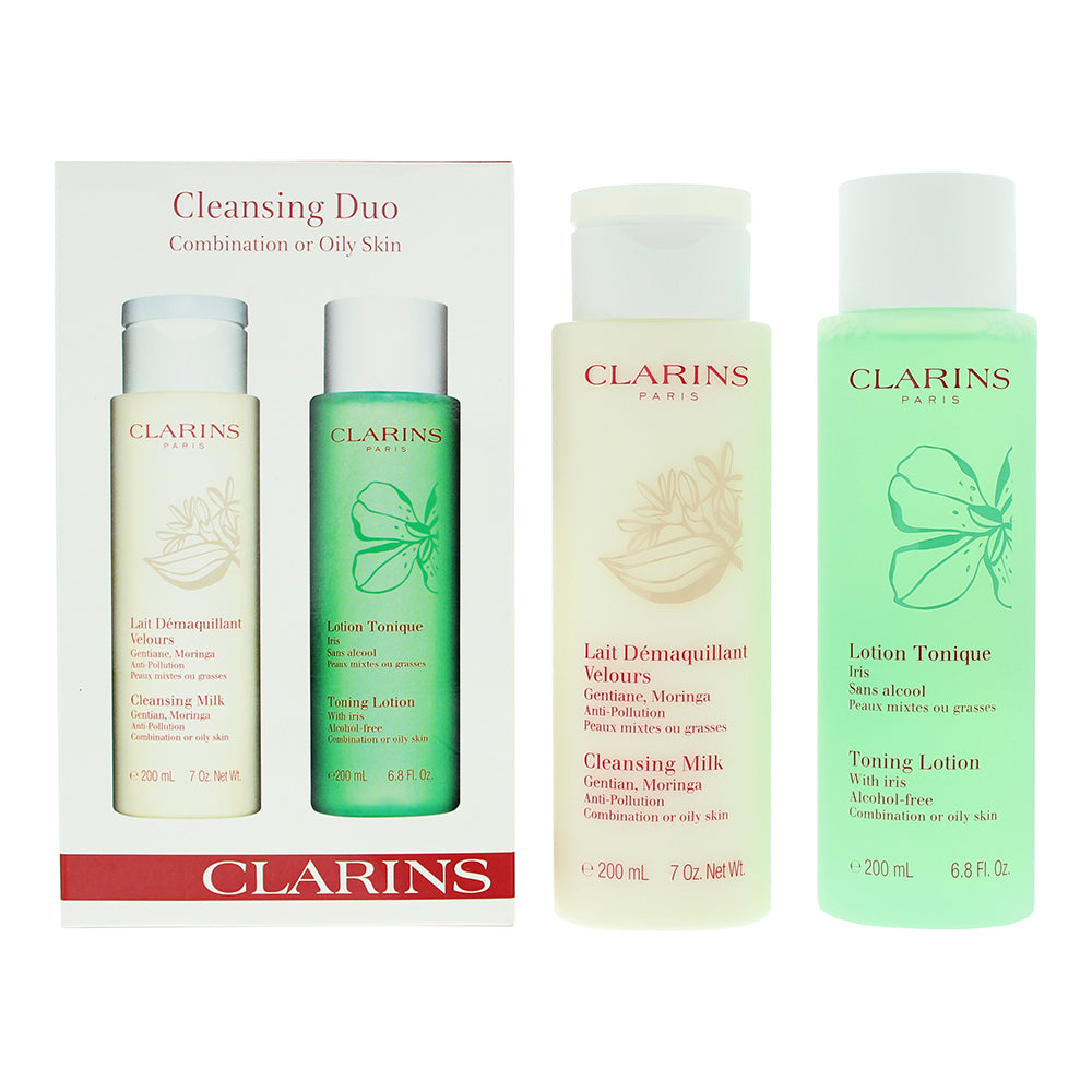 Clarins Cleansing Duo 2 Piece Gift Set: Cleansing Milk 200ml - Toning Lotion 200