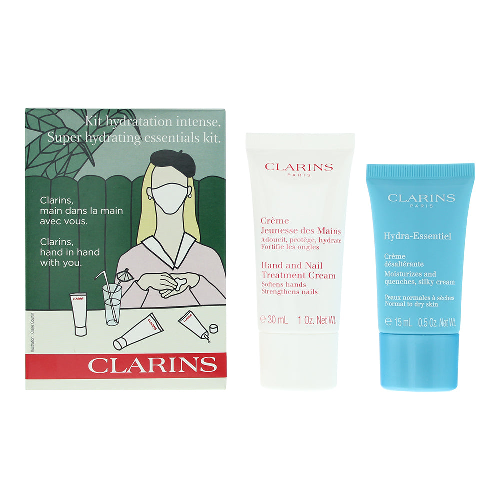 Clarins 2 Piece Gift Set: Hand & Nail Cream 30ml - Moisturising Cream 15ml