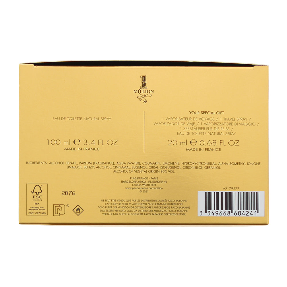 Paco Rabanne 1 Million 2 Piece Gift Set: Eau De Toilette 100ml - Eau De Toilette