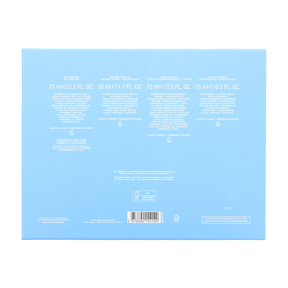 Davidoff Cool Water Woman 3 Piece Gift Set: Eau de Toilette 50ml - Body Lotion 7