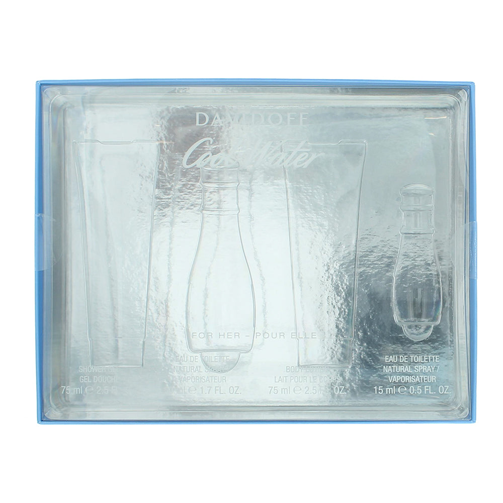 Davidoff Cool Water For Her 4 Piece Gift Set: Eau de Toilette 50ml - Eau de Toilet - Box