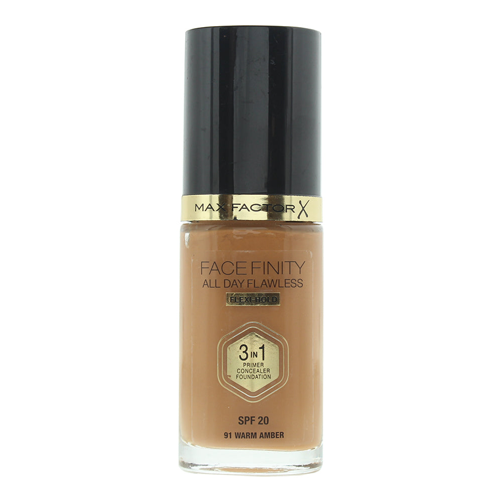 Max Factor Facefinity All Day Flawless 3 In 1 W91 Warm Amber Foundation 30ml
