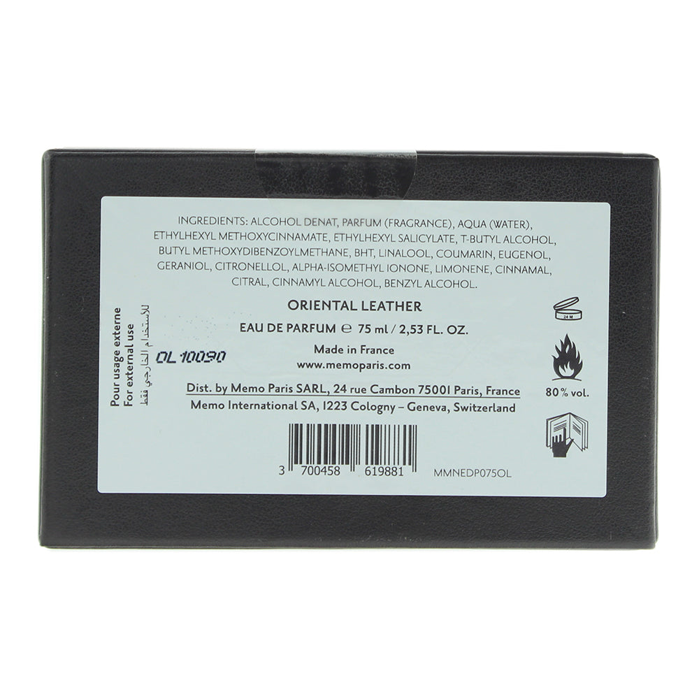 Memo Oriental Leather Eau de Parfum 75ml - Ingredients