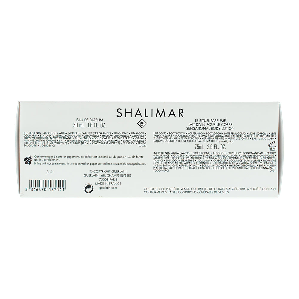 Guerlain Shalimar 2 Piece Gift Set: Eau de Parfum 50ml - Body Lotion 75ml - Pouc