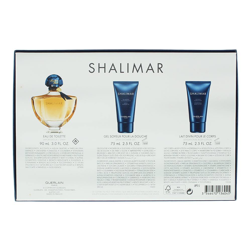 Guerlain Shalimar 3 Piece Gift Set: Eau de Parfum 50ml - Body Lotion 75ml - Show