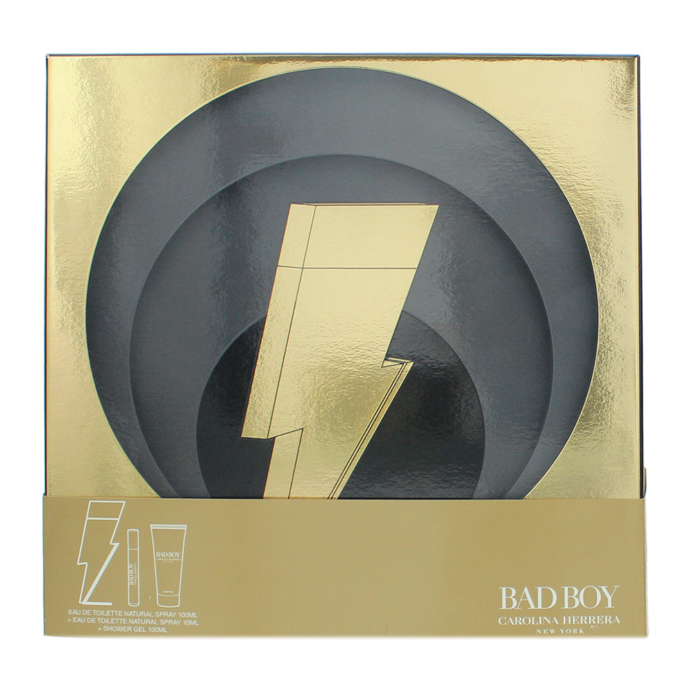 Carolina Herrera Bad Boy 3 Piece Gift Set: Eau de Toilette 100ml - Eau de Toilet - Box