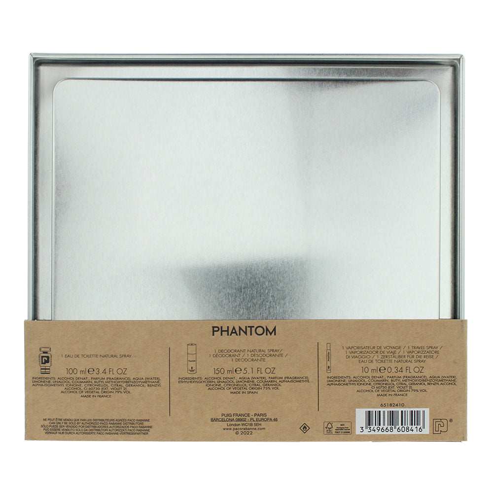 Paco Rabanne Phantom 3 Piece Gift Set: Eau de Toilette 100ml - Eau De Toilette 1