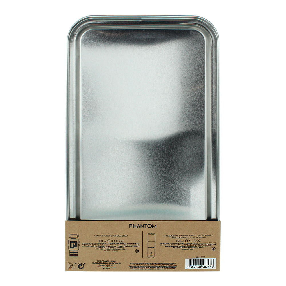 Paco Rabanne Phantom 2 Piece Gift Set: Eau de Toilette 100ml - Deodorant Spray 1