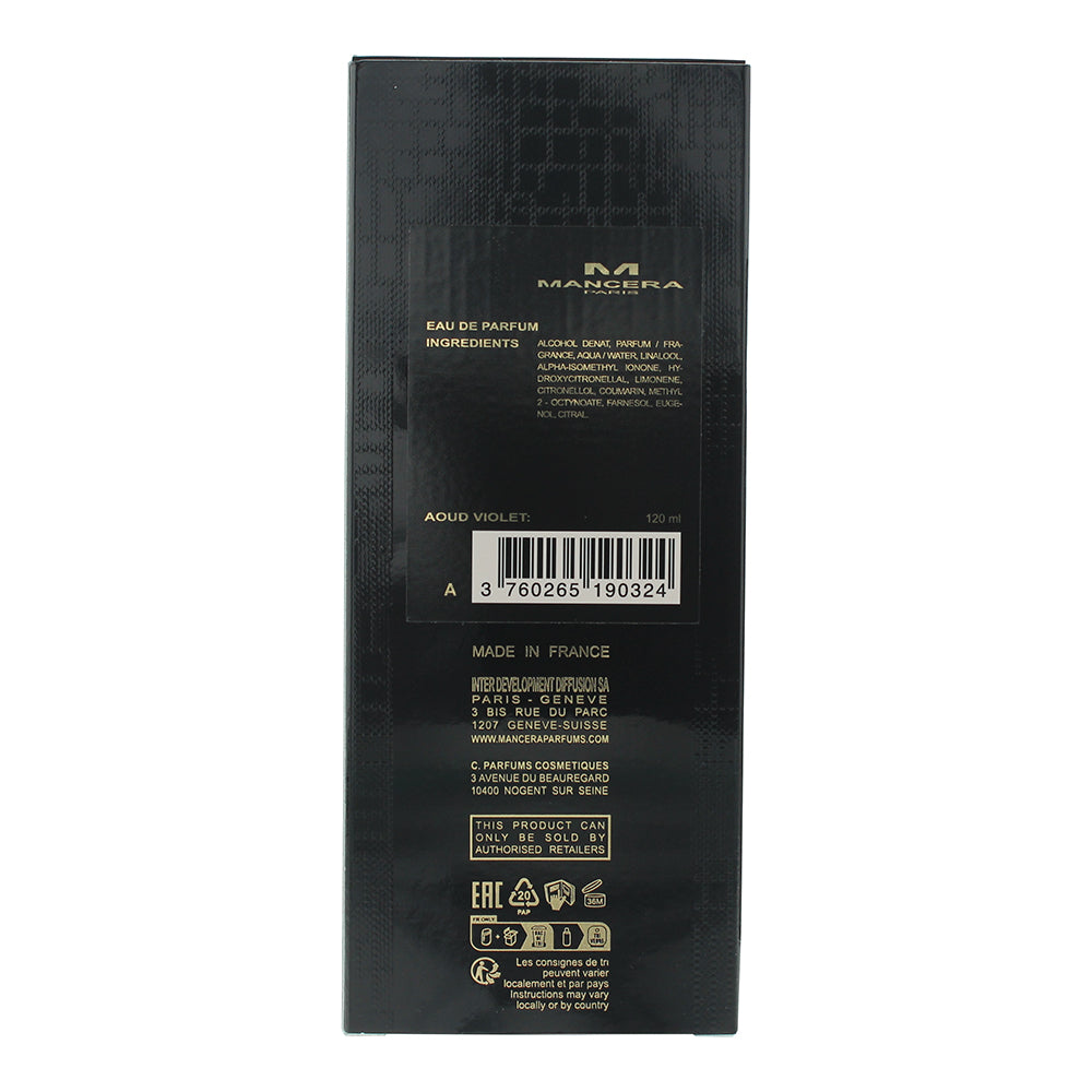 Mancera Paris Aoud Violet Eau de Parfum 120ml - Ingredients
