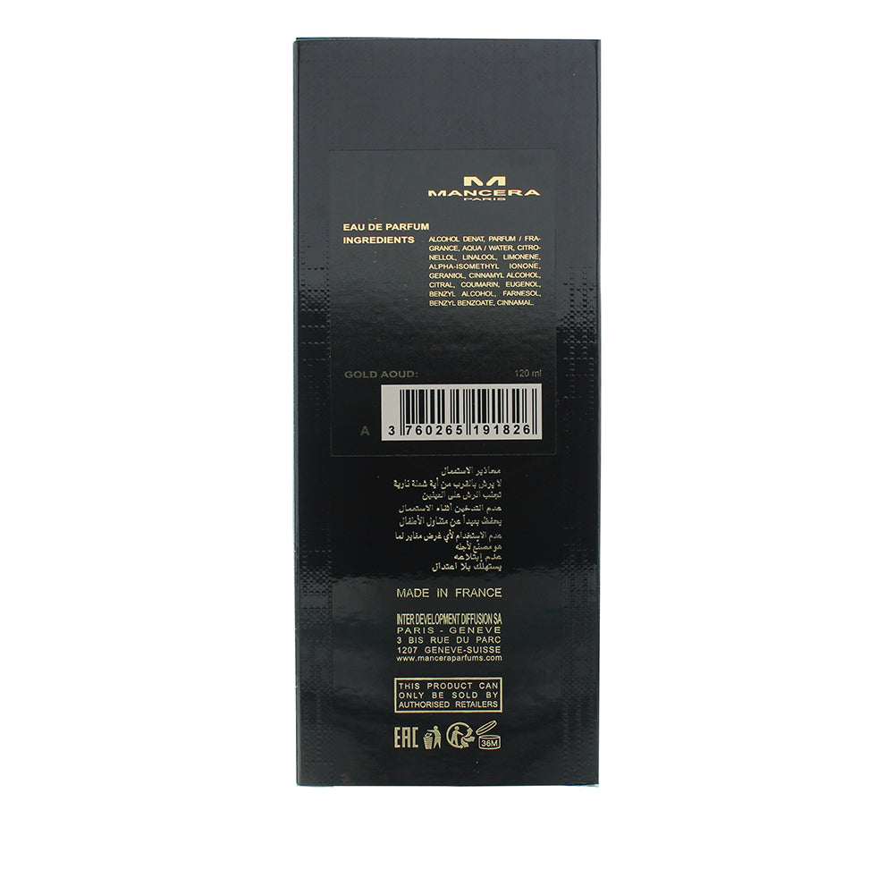Mancera Paris Gold Aoud Eau de Parfum 120ml - Ingredients