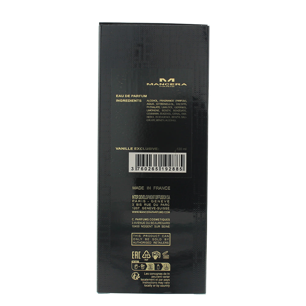 Mancera Paris Vanille Exclusive Eau de Parfum 120ml - Ingredients