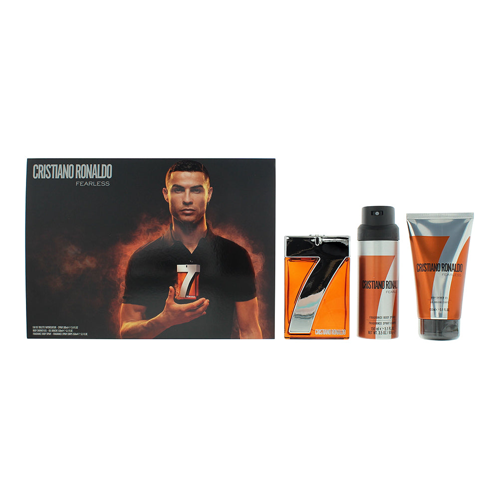 Cristiano Ronaldo Cr7 Fearless 3 Piece Gift Set: Eau de Toilette 100ml - Shower 