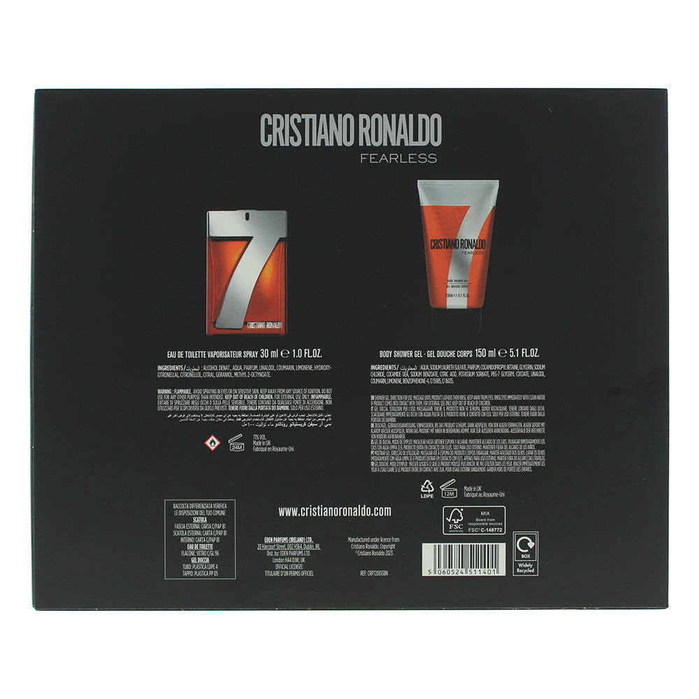 Cristiano Ronaldo Cr7 Fearless 2 Piece Gift Set: Eau de Toilette 30ml - Shower Gel 150ml
