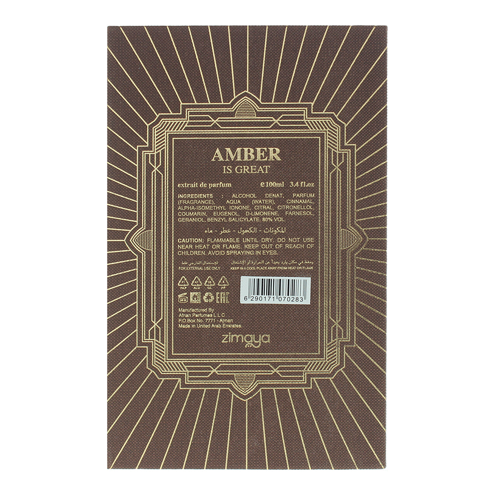 Afnan Zimaya Amber Is Great Extrait de Parfum 100ml