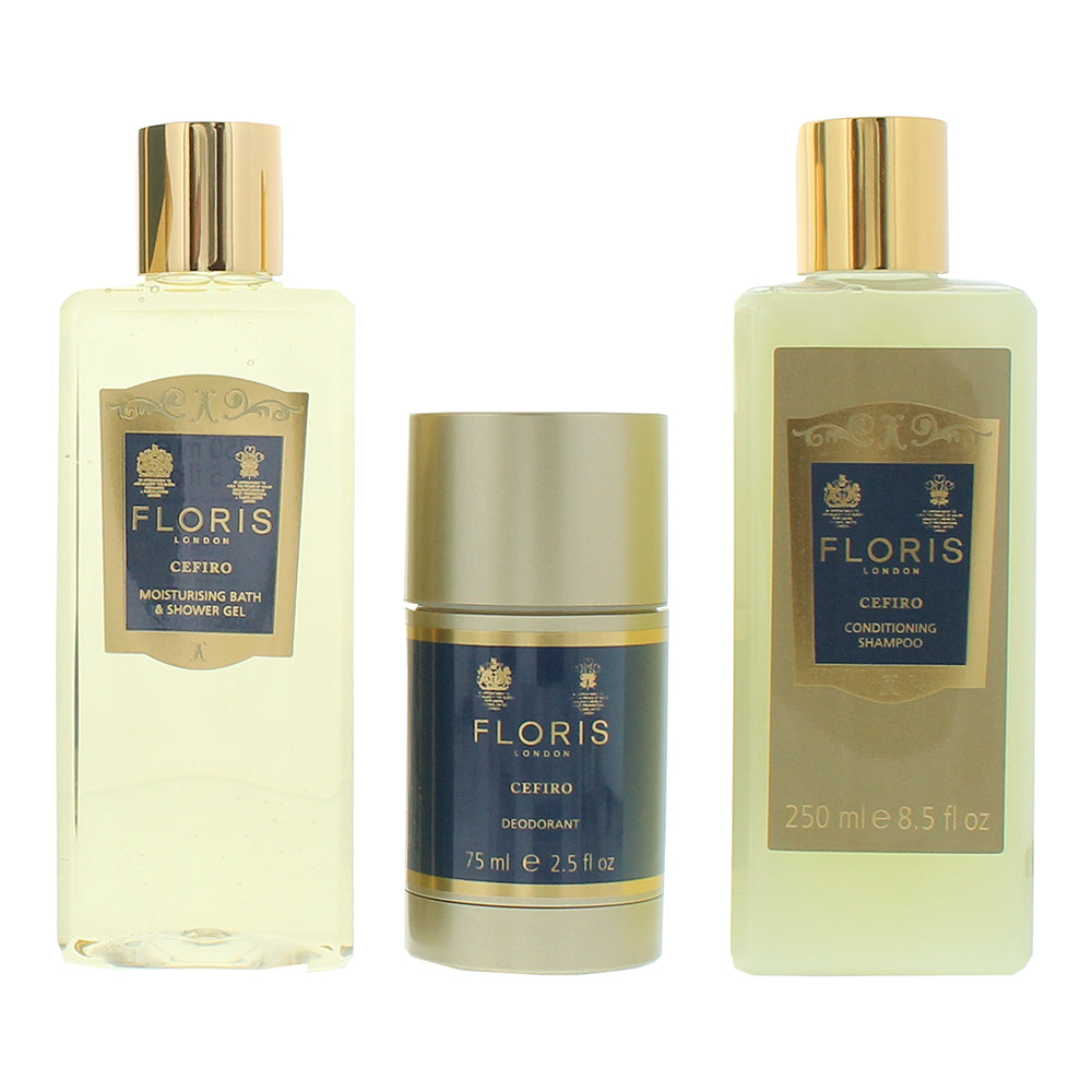 Floris Cefiro 3 Piece Gift Set: Shower Gel 250ml - Shampoo 250ml - Deodorant Sti - Product
