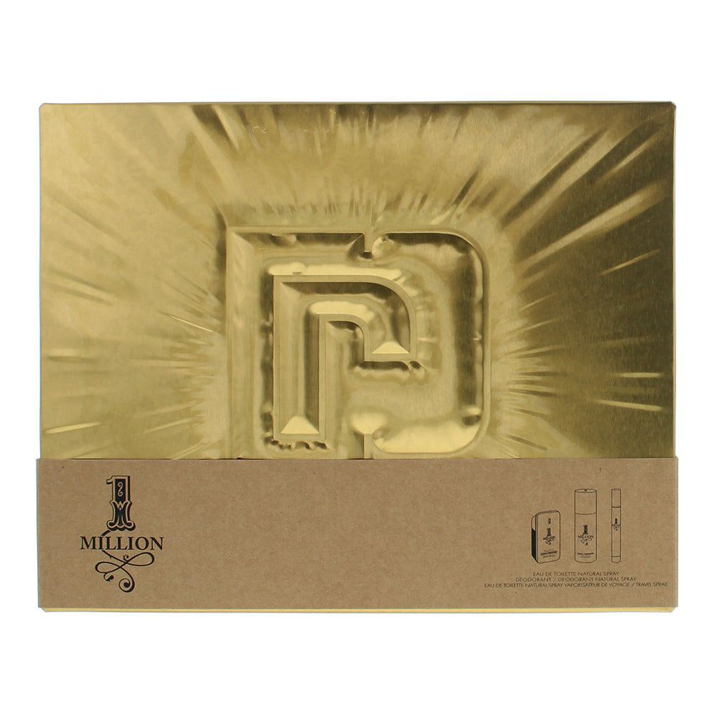 Paco Rabanne 1 Million 3 Piece Gift Set: Eau de Toilette 50ml - Eau de Toilette  - Box