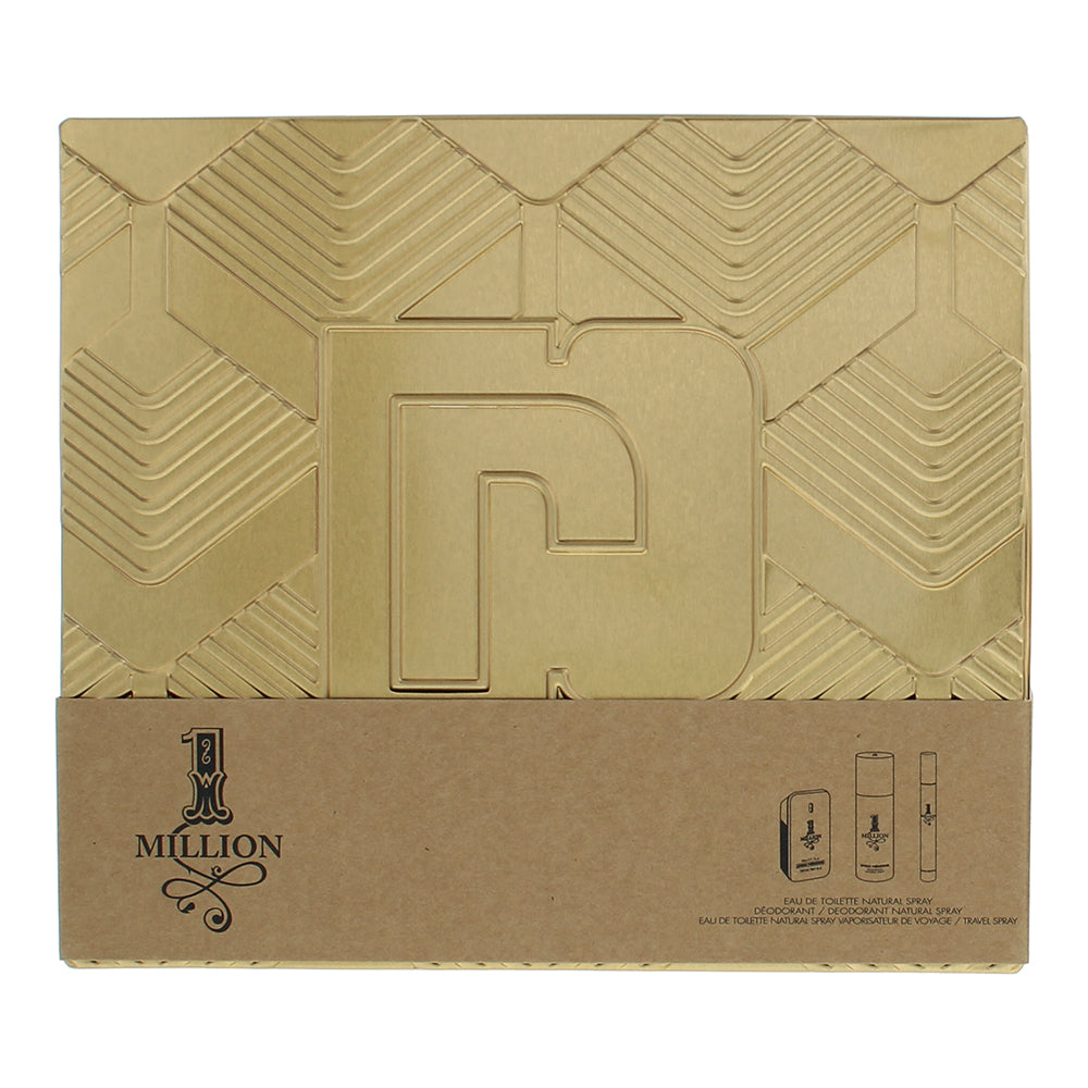 Paco Rabanne 1 Million 3 Piece Gift Set: Eau de Toilette 50ml - Eau de Toilette  - Box