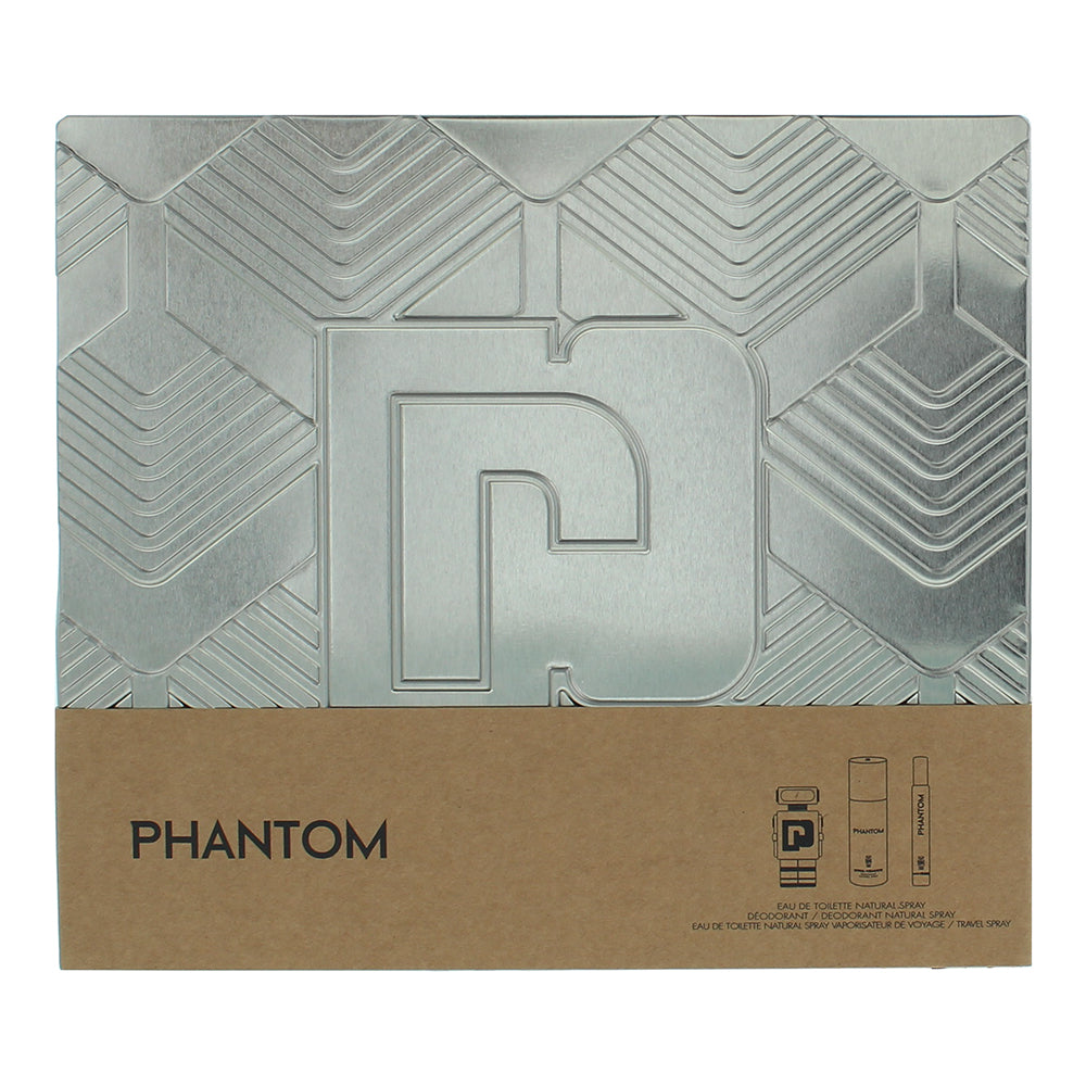 Paco Rabanne Phantom 3 Piece Gift Set: Eau de Toilette 50ml - Eau de Toilette 10 - Box
