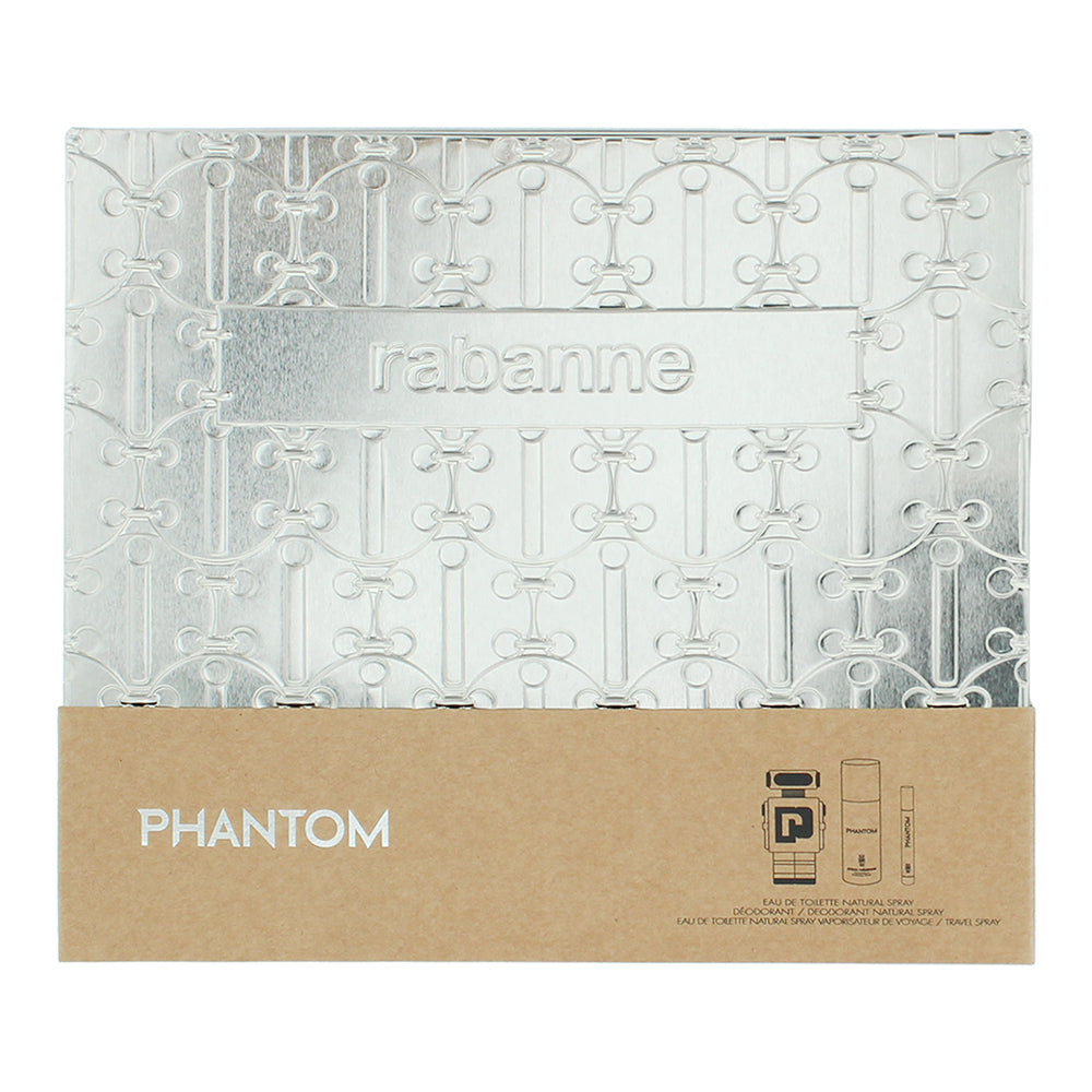 Paco Rabanne Phantom 3 Piece Gift Set: Eau de Toilette 100ml - Deodorant Spray 1 - Box