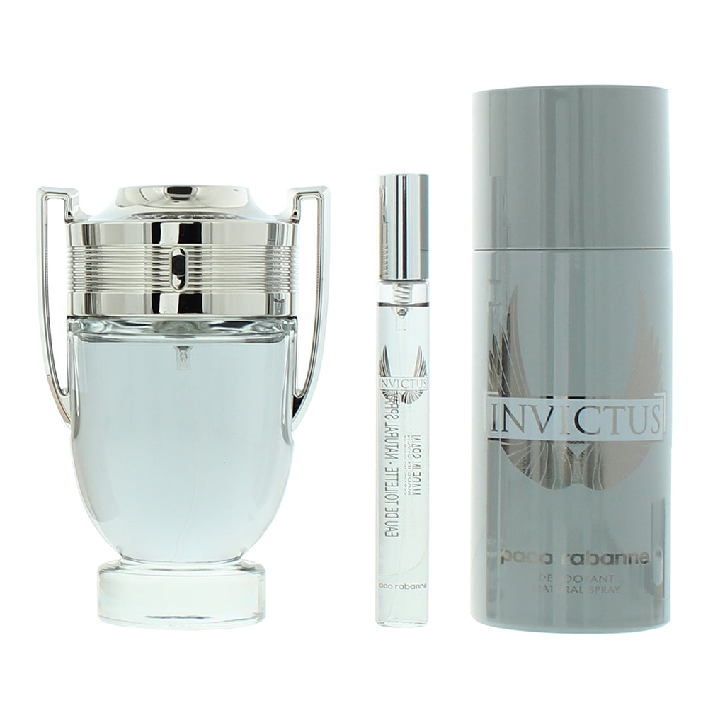Paco Rabanne Invictus 3 Piece Gift Set: Eau de Toilette 100ml - Deodorant Spray  - Product
