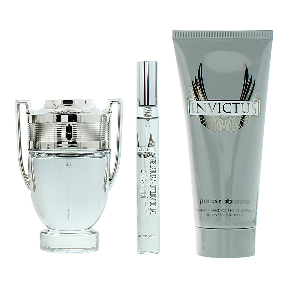 Paco Rabanne Invictus 3 Piece Gift Set: Eau de Toilette 50ml - Shower Gel 100ml  - Product
