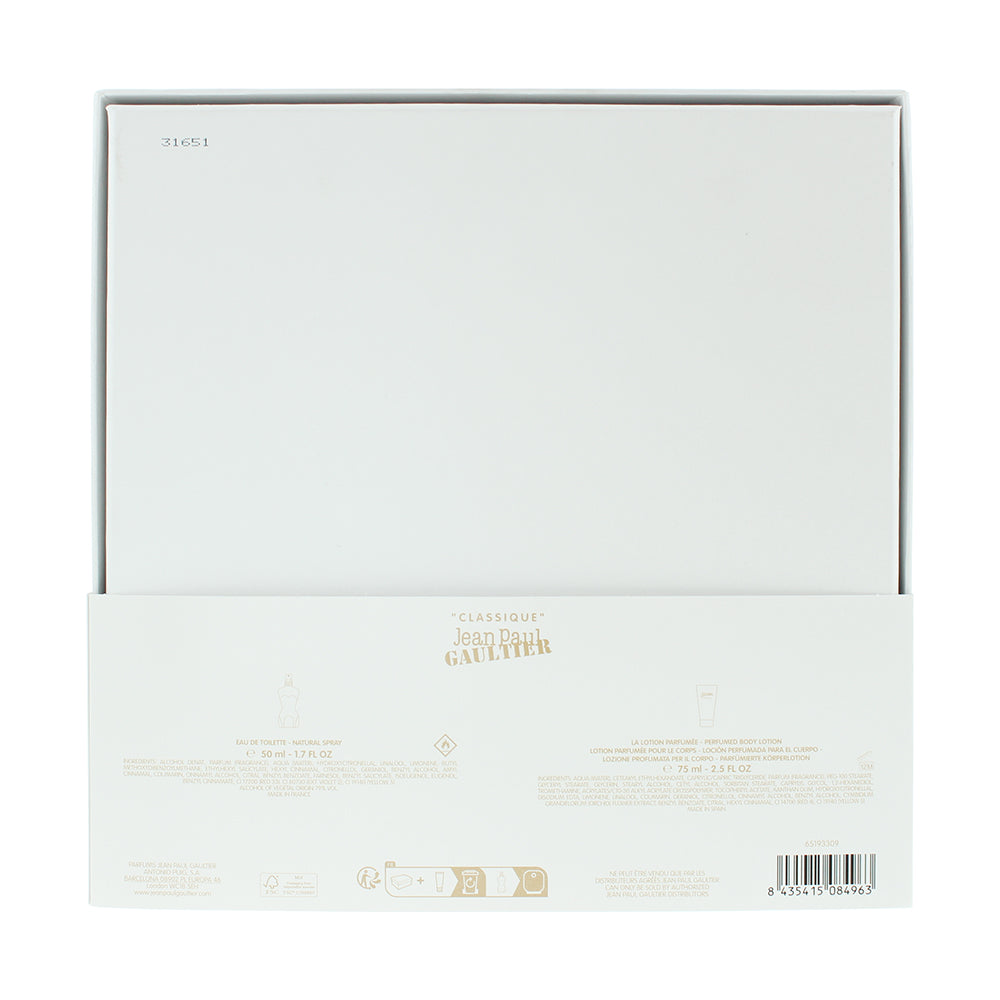 Jean Paul Gaultier Classique 2 Piece Gift Set: Eau de Toilette 50ml - Body Lotio