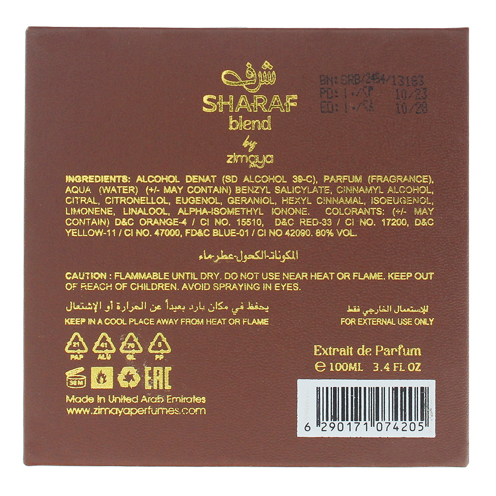 Zimaya Sharaf Blend Extrait De Parfum 100ml