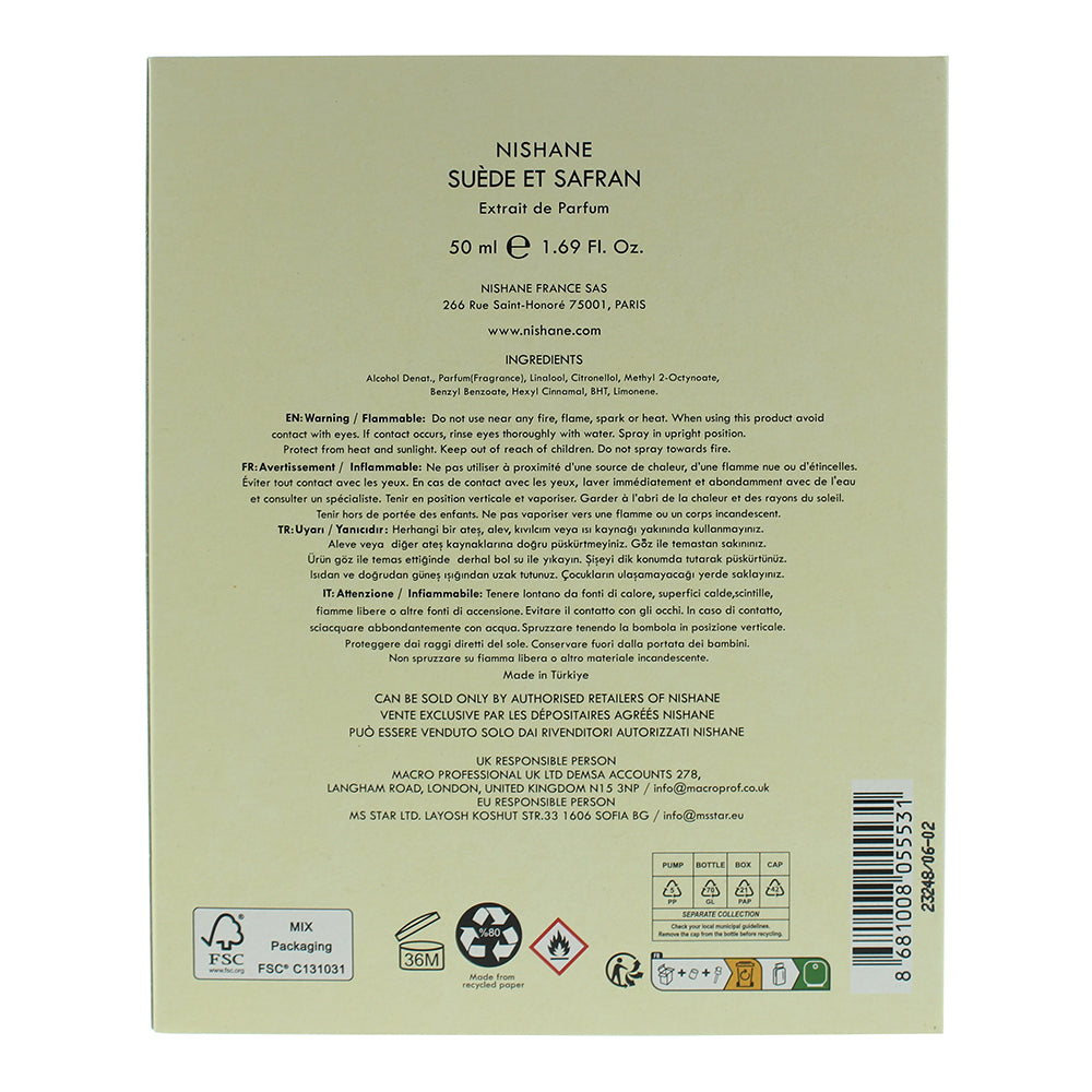 Nishane Suède Et Safran Extrait de Parfum 50ml