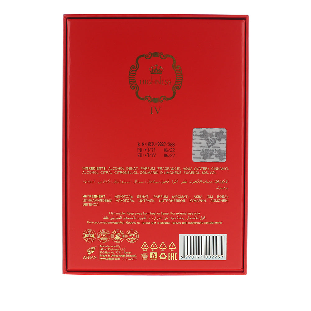 Afnan Highness IV Red Eau de Parfum 100ml