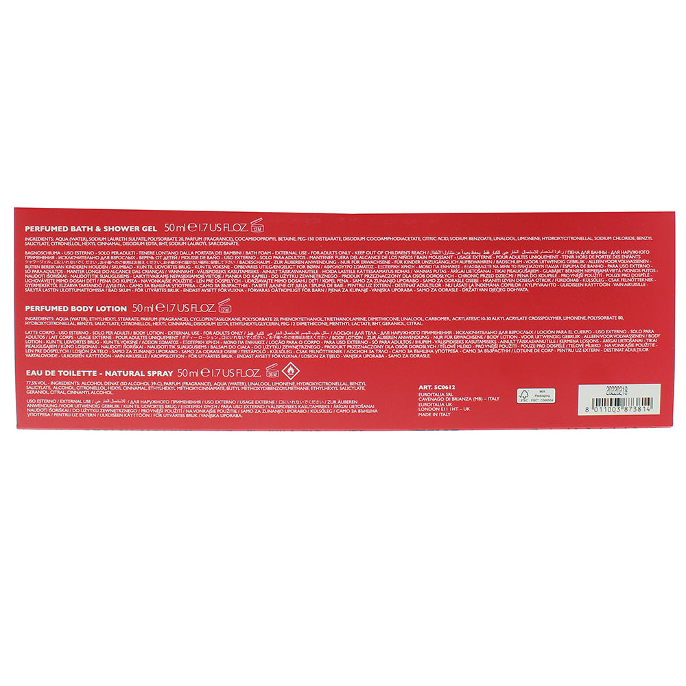 Dsquared2 Red Wood 3 Piece Gift Set: Eau de Toilette 50ml - Shower Gel 50ml - Bo