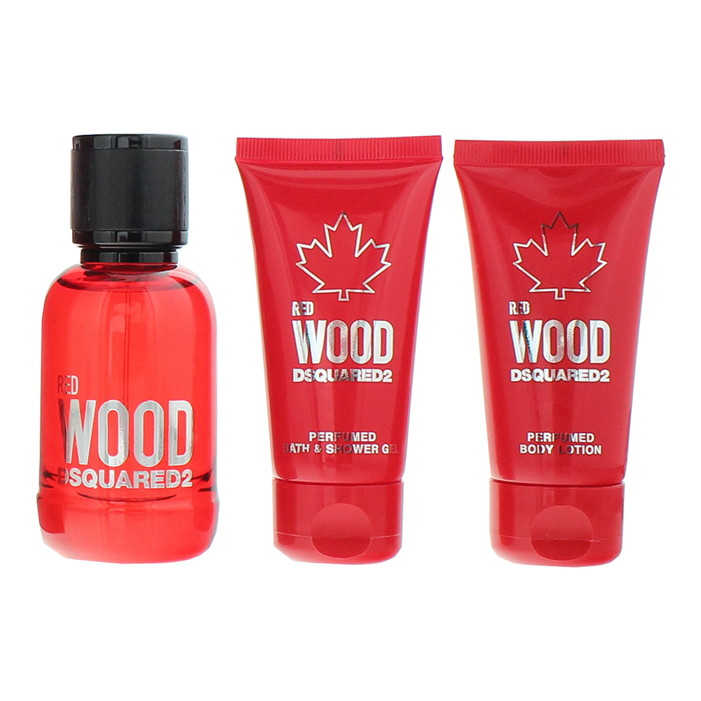 Dsquared2 Red Wood 3 Piece Gift Set: Eau de Toilette 50ml - Shower Gel 50ml - Bo - Product