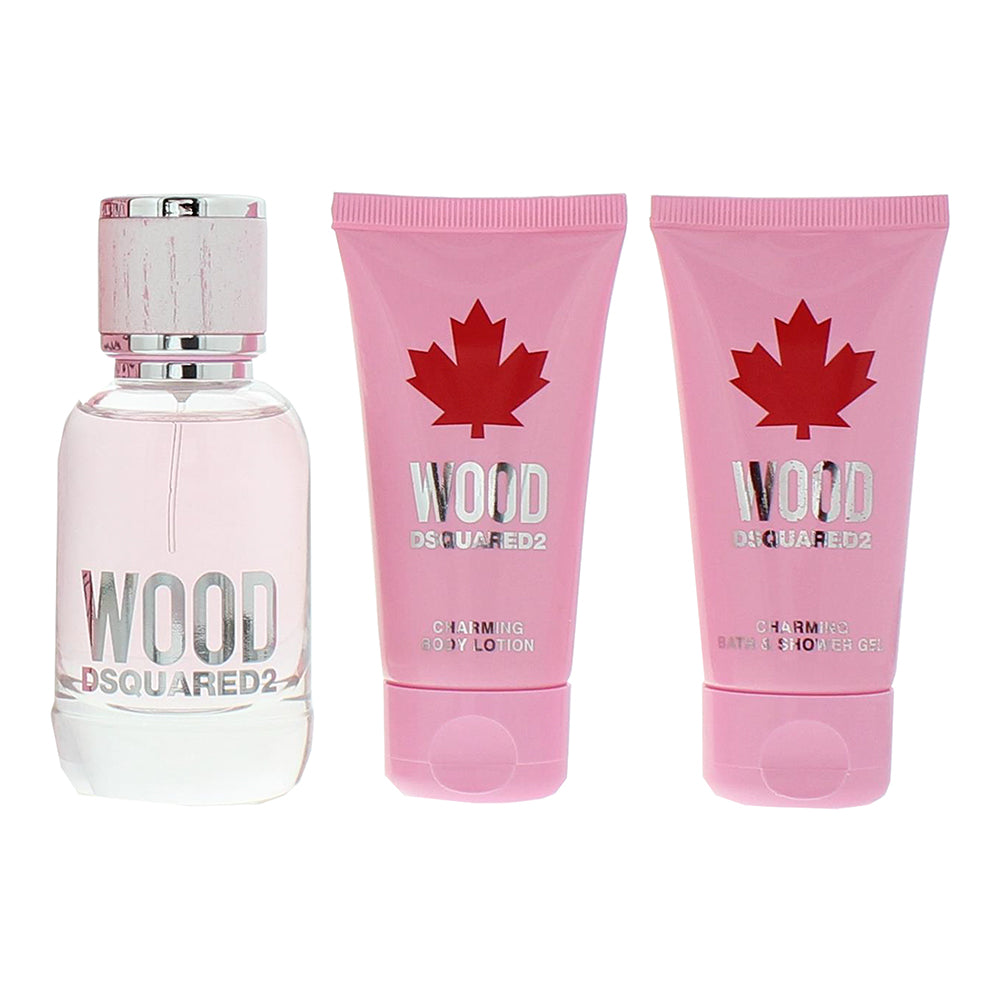 Dsquared2 Wood For Her 3 Piece Gift Set: Eau de Toilette 50ml - Shower Gel 50ml  - Product