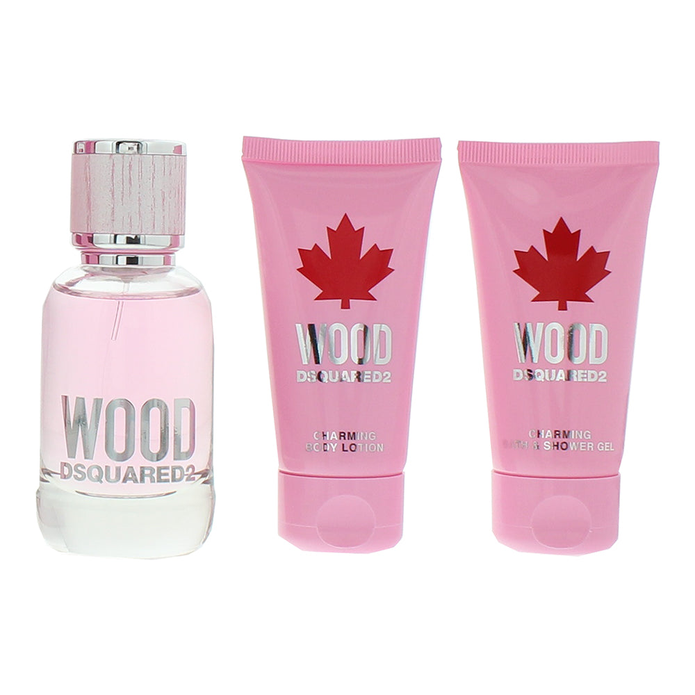 Dsquared2 Wood 3 Piece Gift Set: Eau de Toilette 50ml - Shower Gel 50ml - Body L - Product