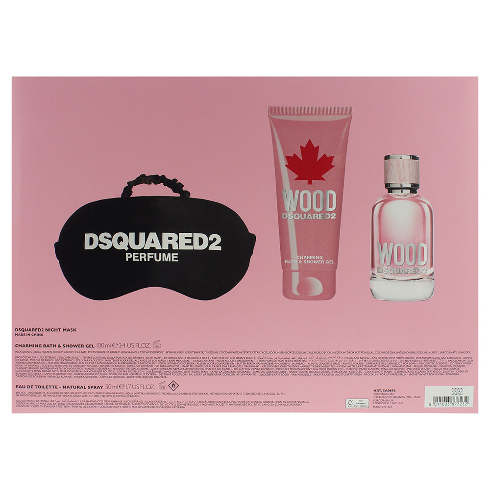 Dsquared2 Wood For Her 3 Piece Gift Set: Eau de Toilette 50ml - Shower Gel 50ml - Night 
