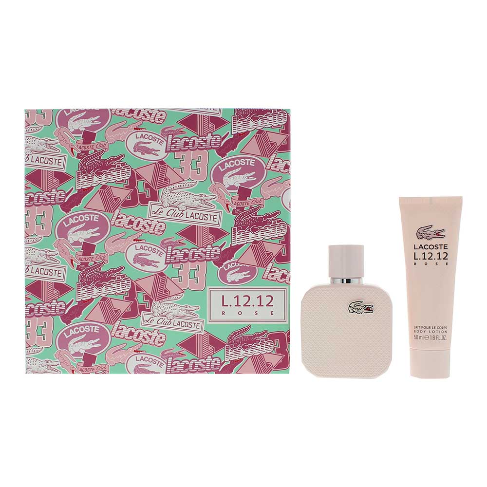 Lacoste Eau De Lacoste L.12.12 Rose 2 Piece Gift Set: Eau de Parfum 50ml - Body 