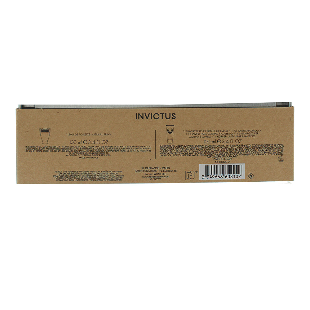 Paco Rabanne Invictus 2 Piece Gift Set: Eau de Toilette 100ml - Shower Gel 100ml