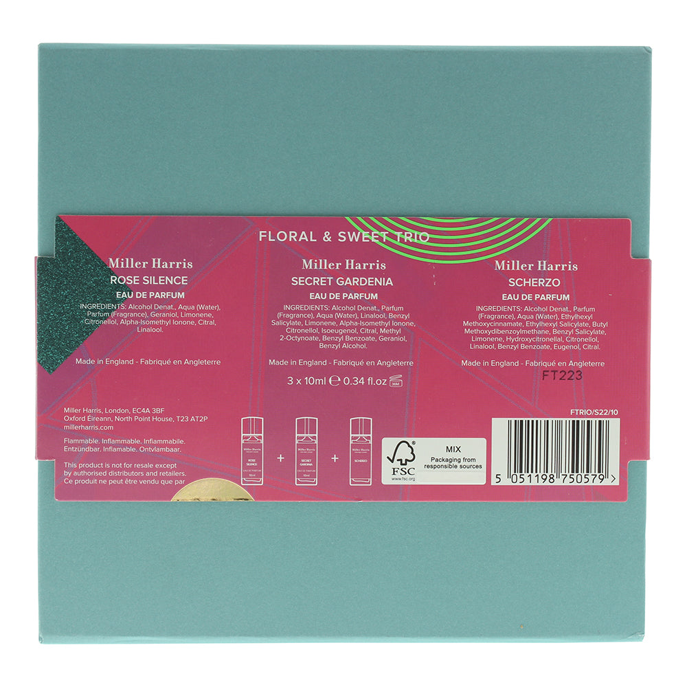 Miller Harris Floral & Sweet 3 Piece Gift Set: Eau de Parfum 3 x 10ml