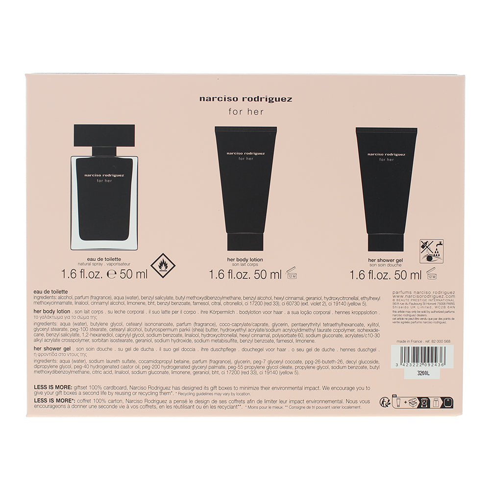Narciso Rodriguez For Her 3 Piece Gift Set: Eau de Toilette 50ml - Body Lotion 5