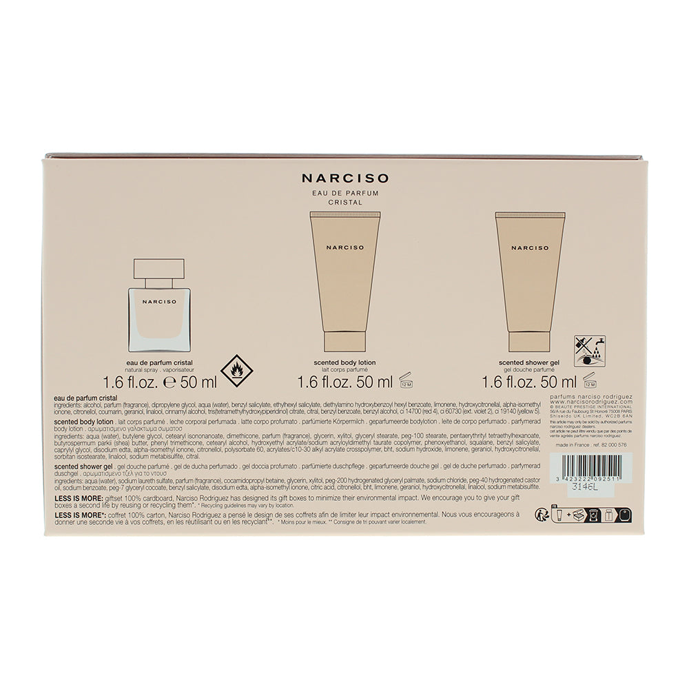 Narciso Rodriguez Cristal 3 Piece Gift Set: Eau de Parfum 50ml - Body Lotion 50m
