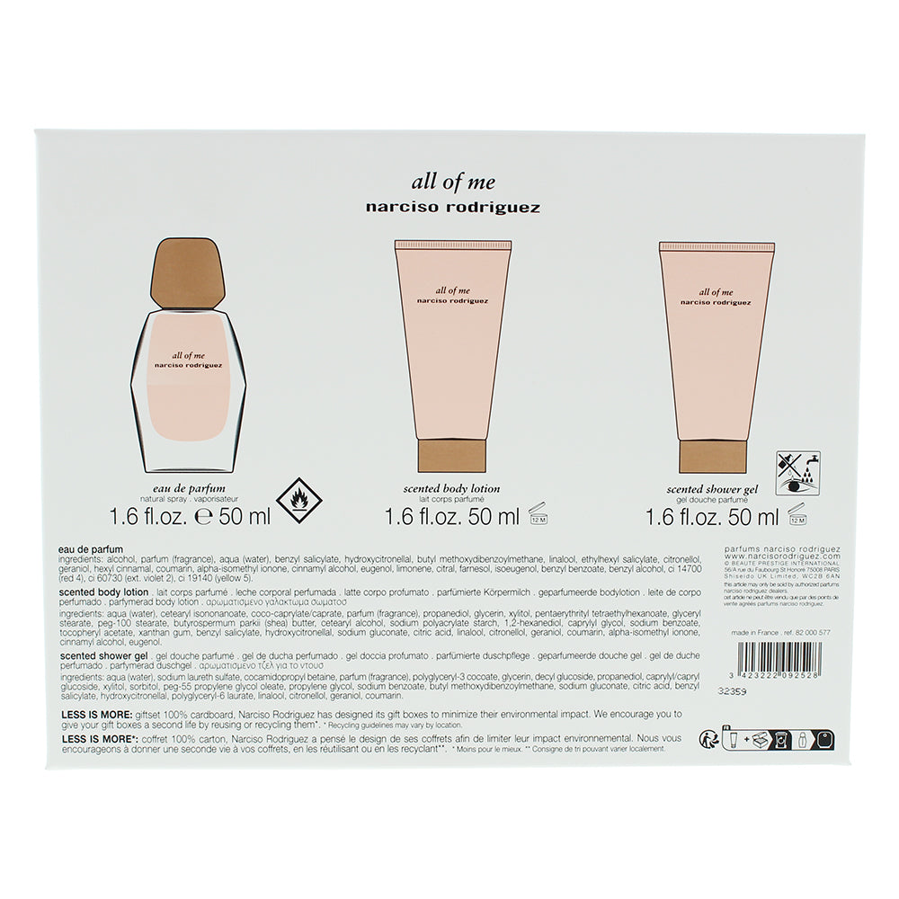 Narciso Rodriguez All Of Me 3 Piece Gift Set: Eau de Parfum 50ml - Body Lotion 5