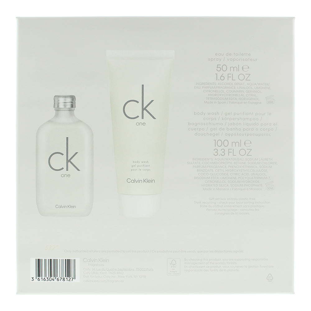 Calvin Klein Ck One 2 Piece Gift Set: Eau de Toilette 50ml - Shower Gel 100ml