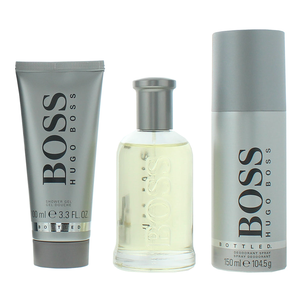 Hugo Boss Bottled 3 Piece Gift Set: Eau de Toilette 100ml - Shower Gel 100ml - D - Product