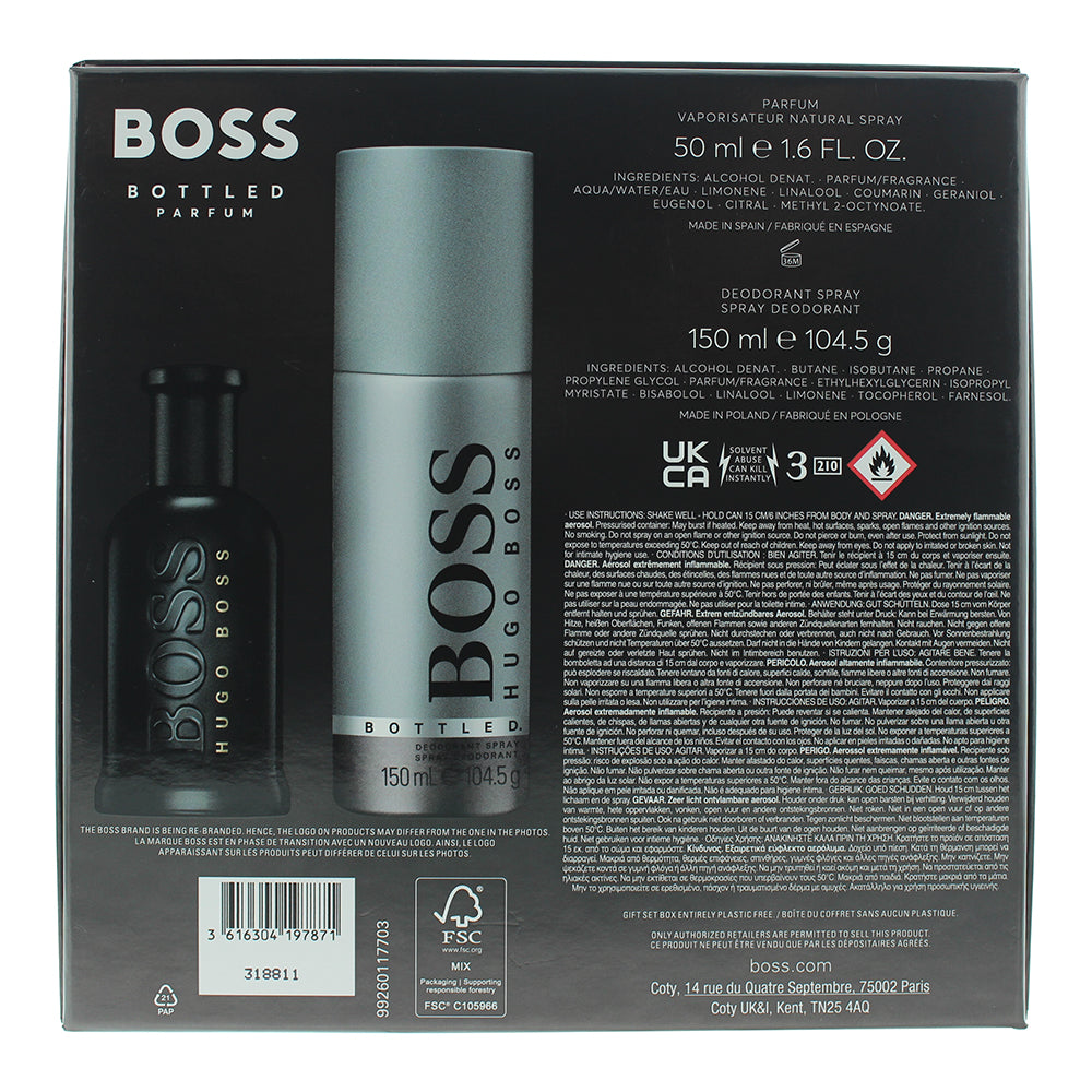 Hugo Boss Bottled 2 Piece Gift Set: Eau de Parfum 50ml - Deodorant Spray 150ml
