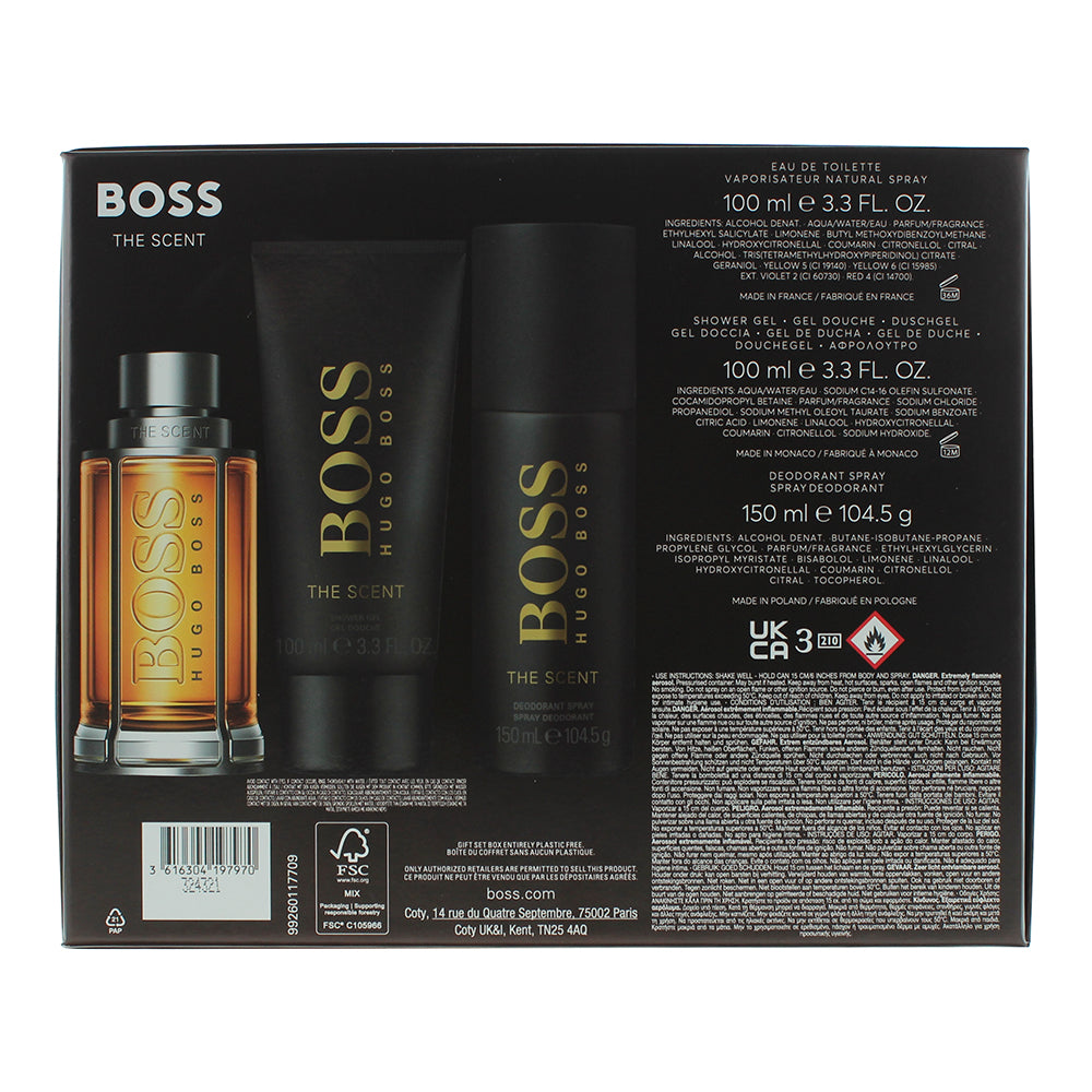 Hugo Boss The Scent 3 Piece Gift Set: Eau de Toilette 100ml - Shower Gel 100ml -