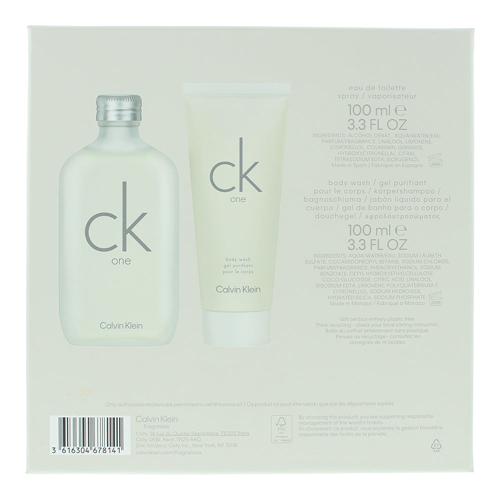 Calvin Klein Ck One 2 Piece Gift Set: Eau de Toilette 100ml - Shower Gel 100ml