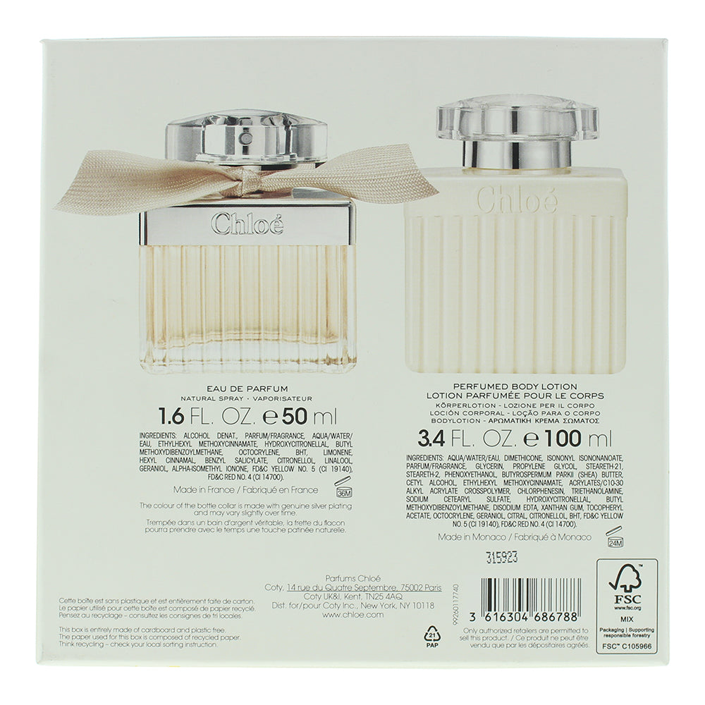 Chloé 2 Piece Gift Set: Eau de Parfum 50ml - Body Lotion 100ml - Ingredients