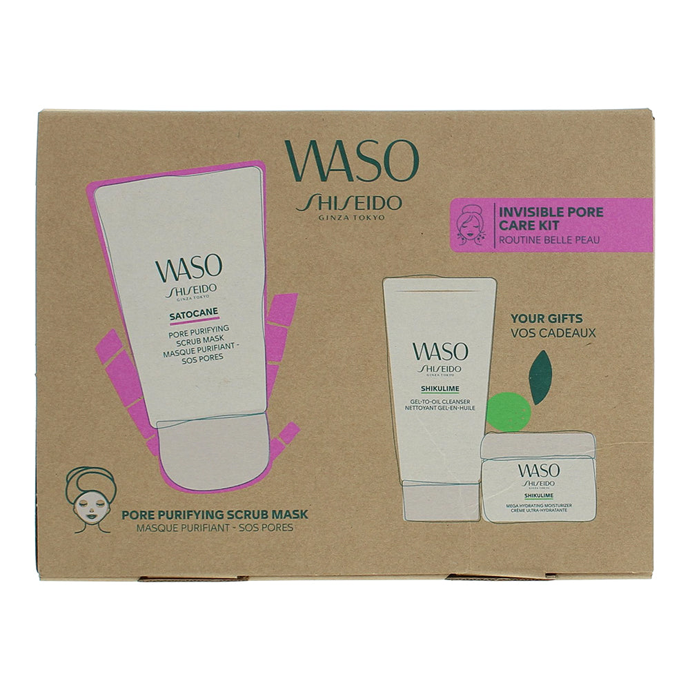 Shiseido Waso Invisible Pore Care 3 Piece Gift Set: Moisturiser 15ml - Cleanser  - Box