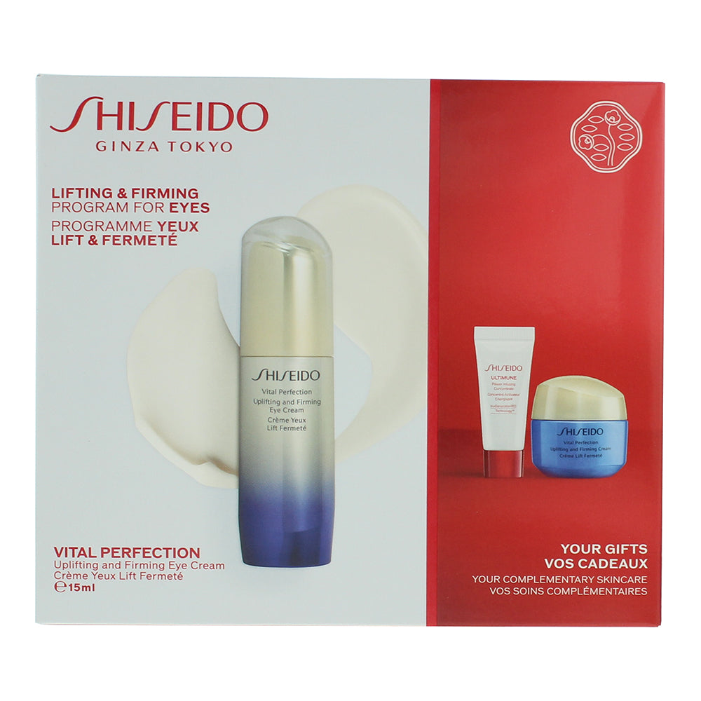 Shiseido Vital Perfection Eye Lifting And Firming 3 Piece Gift Set: Eye Cream 15 - Box