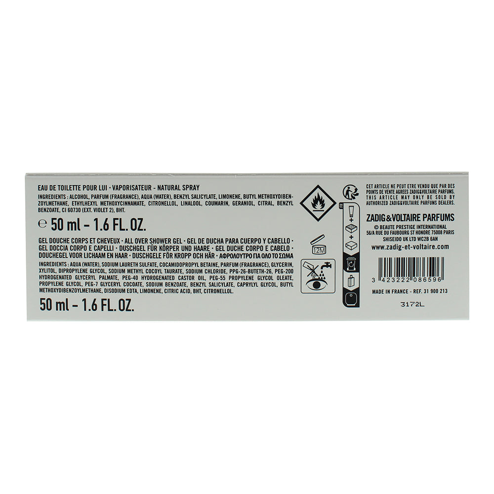 Zadig & Voltaire This Is Him! 2 Piece Gift Set: Eau de Toilette 50ml - Shower Gel 50ml