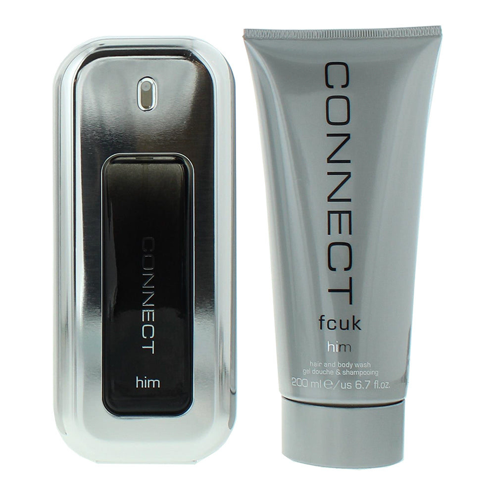 FCUK Connect Him 2 Piece Gift Set: Eau de Toilette 100ml - Shower Gel 200ml - Product